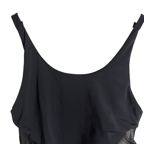 Mara Hoffman Mesh-Side Low Back Scoop Neck Black One Piece Swimsuit Size Large - Picture 4 of 9